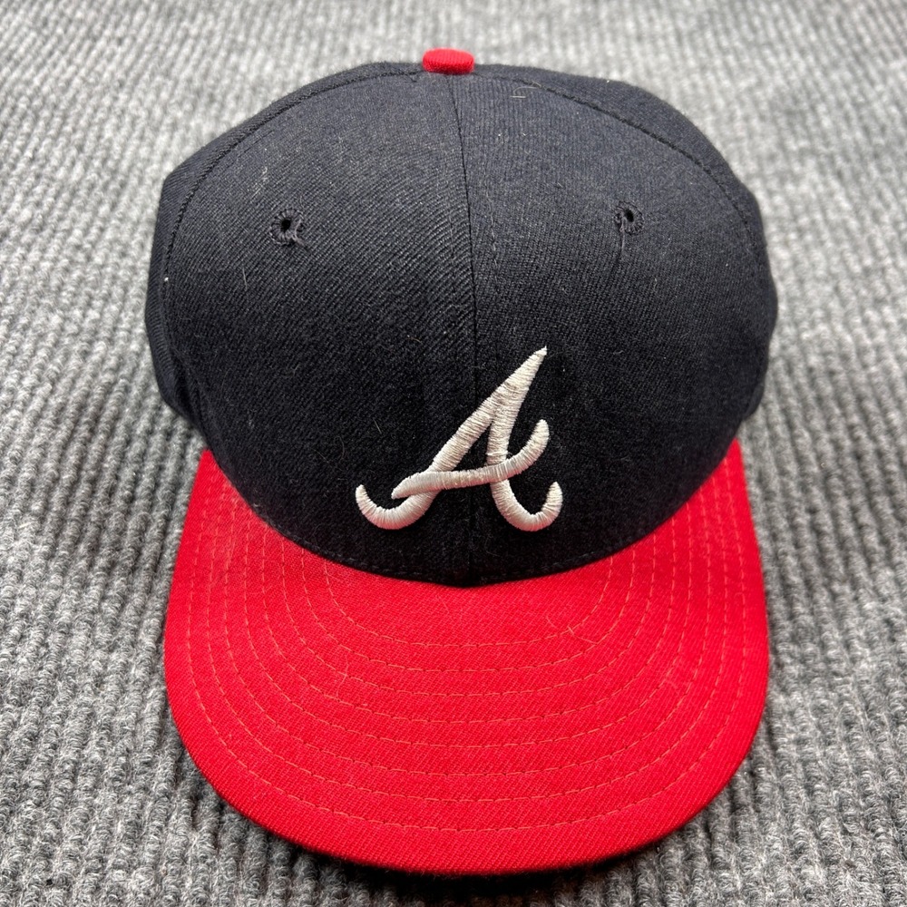 Vintage Atlanta Braves‎ Baseball Cap Black Red New Era 59 Size 7 1/4 Wool 90s